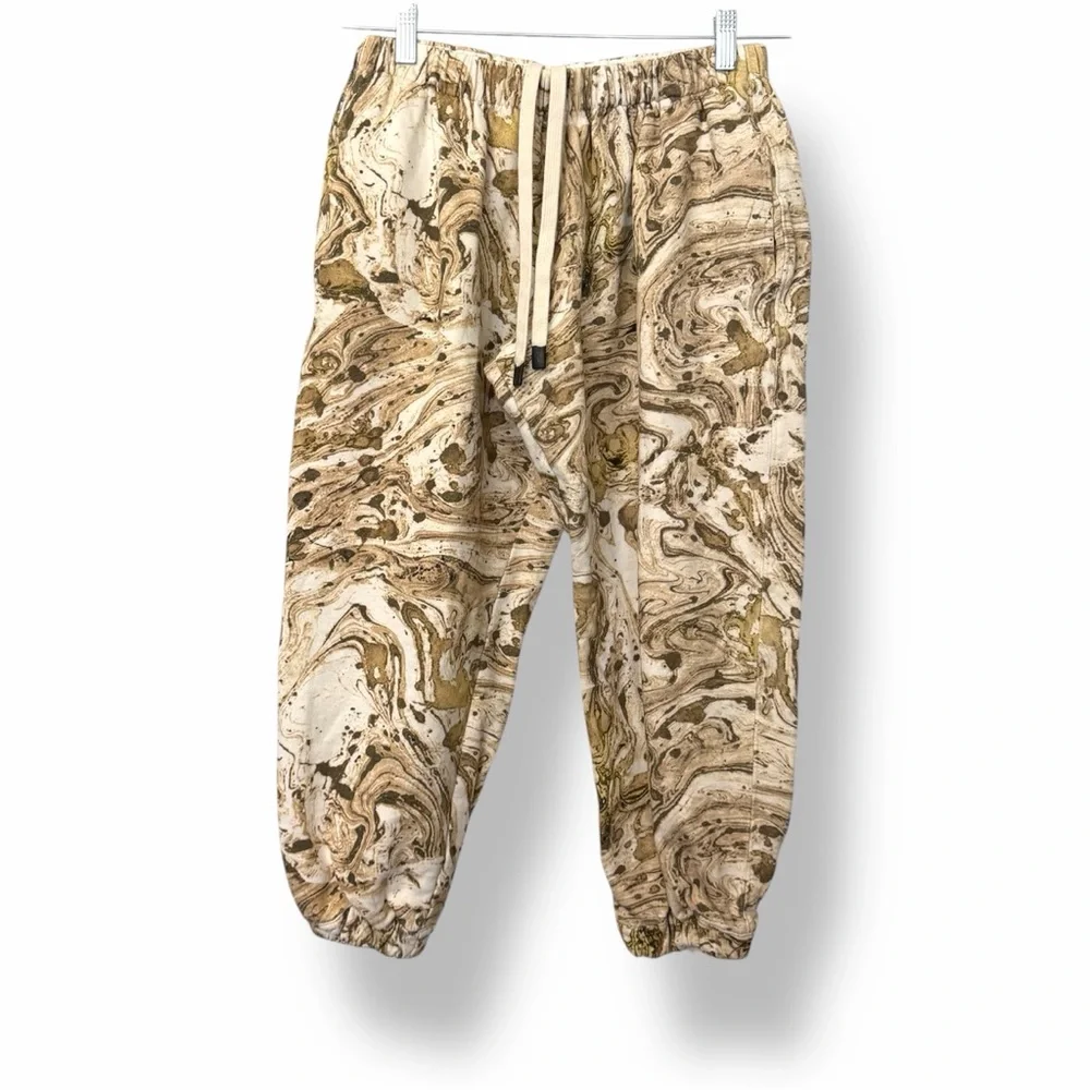 Bassike Marble Print Sweatpants Beige M - Picture 2 of 6